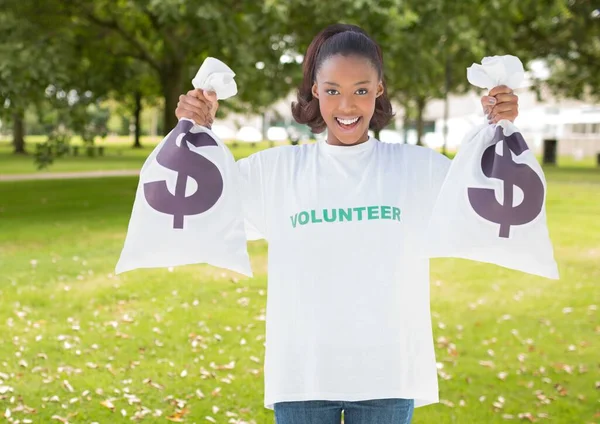 Junge Freiwillige Frau Mit Geldbeutel — Stockfoto