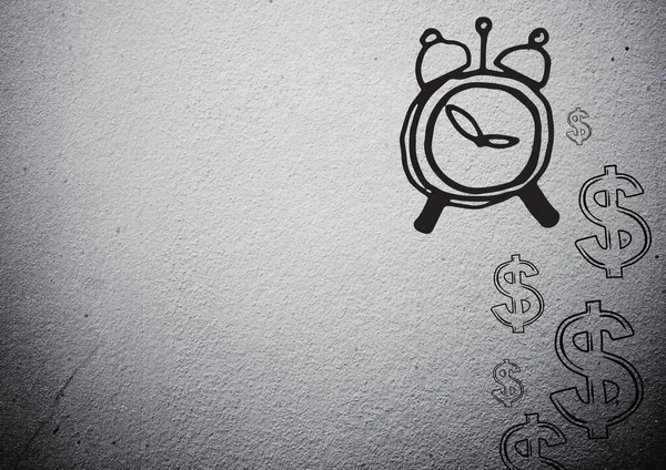 Time Money Drawing Grey Background — Stock Photo, Image