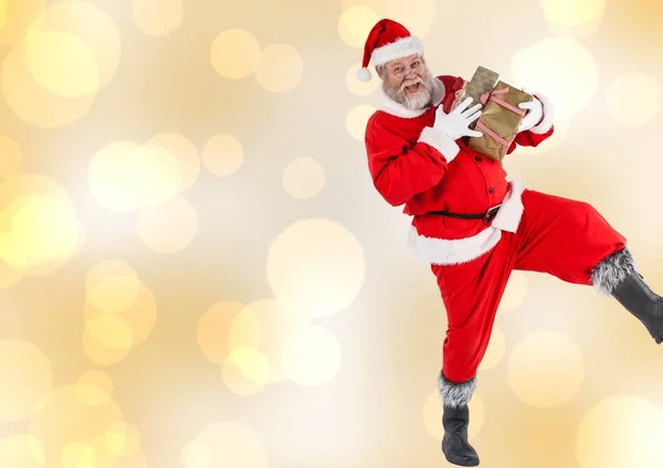 Composite Numérique Santa Claus Portant Des Cadeaux — Photo