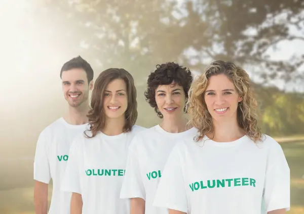 Composto Digital Voluntários Fila — Fotografia de Stock