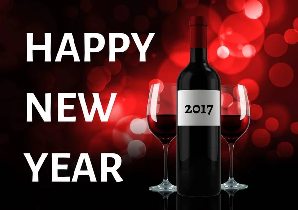 digital composite of wine bottle with 2017 message