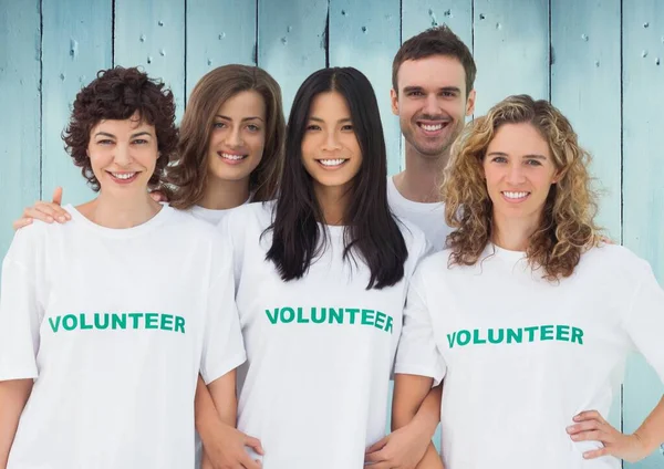 Smiling Volunteers Standing Together — Stock Photo, Image