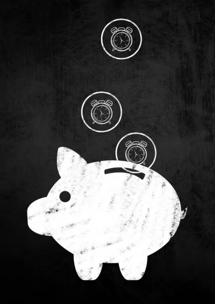 Piggy Bank Money Blackboard Background — Stock Photo, Image