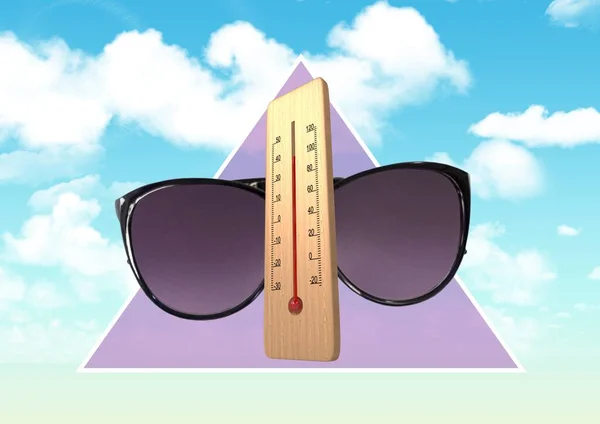 Termometro Davanti Agli Occhiali — Foto Stock