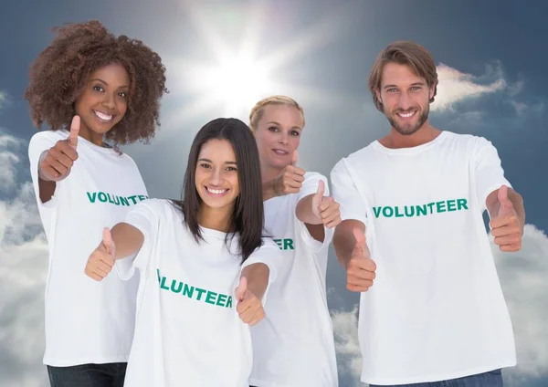 Grupo Voluntários Polegares Para Cima — Fotografia de Stock