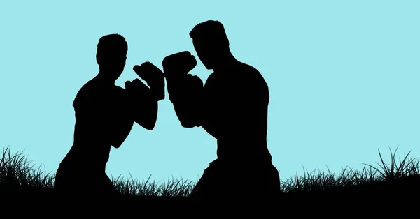 Shadow Two Boxers Gloves — Stock Photo, Image