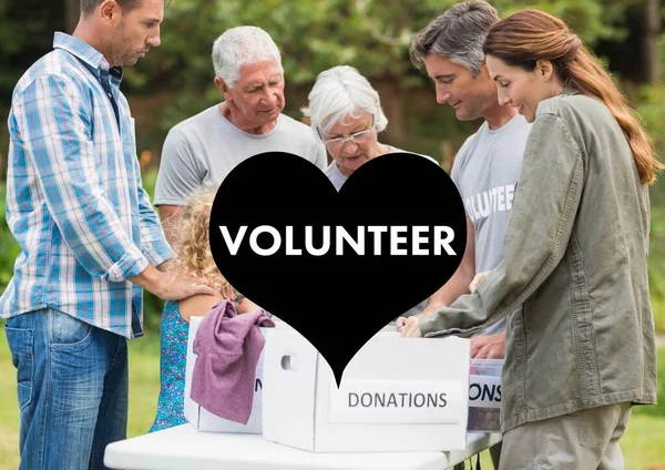 Group Volunteers Donations Box — Stock Photo, Image