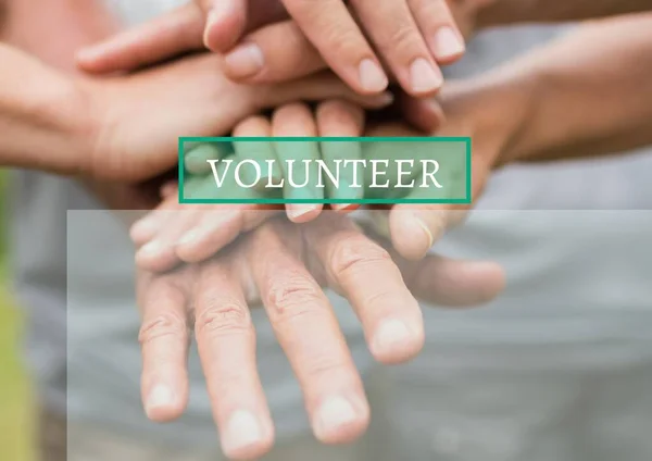 Composto Digital Voluntários Mãos Dadas — Fotografia de Stock