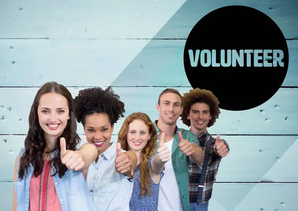 Composto Digital Voluntários Polegares Para Cima — Fotografia de Stock