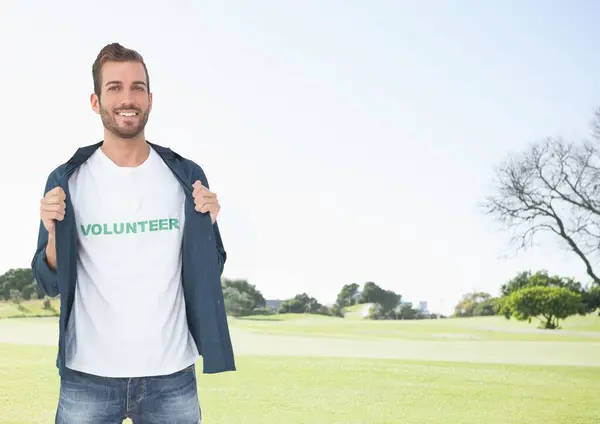Gönüllü Gömlekli Bir Adamın Dijital Bileşimi — Stok fotoğraf