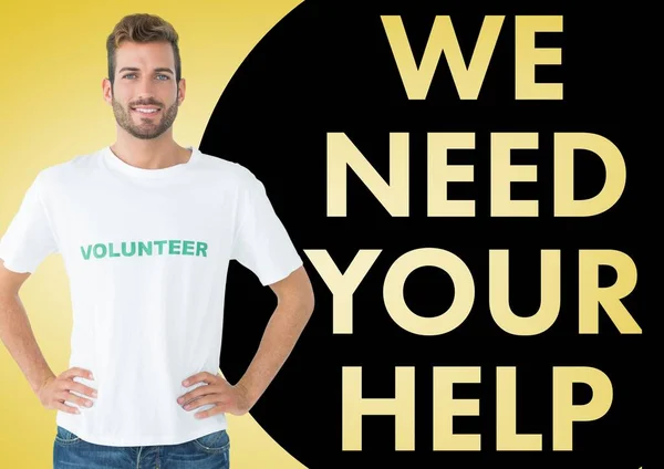 Compuesto Digital Voluntarios Que Piden Ayuda —  Fotos de Stock