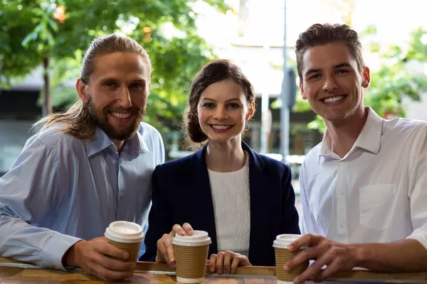 Portrait Young Friends Having Coffee — Stock Photo, Image