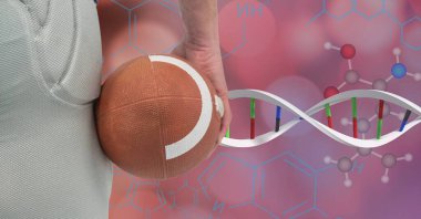 3 boyutlu DNA ipliği ile ragbi oynayan adam.