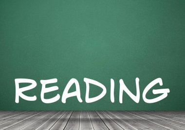 Yeşil tahtada 'okuma' metni