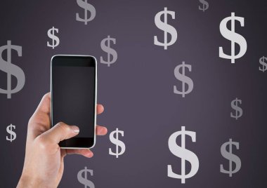 Dolar para birimi simgeleriyle telefon kullanmak