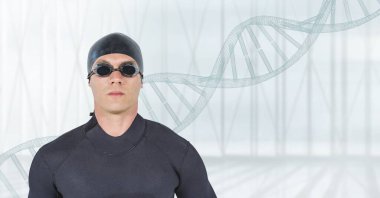 DNA ipliği ile yüzen adam