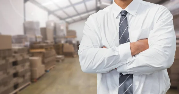 Mid Section Businessman Standing Arms Crossed — Stock Photo, Image