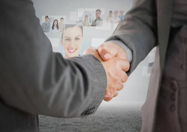 Composite Image Handshake Front Sky Business People — Stock Photo, Image