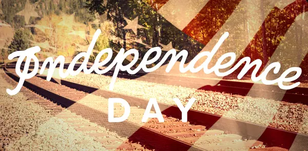 Beyaz Arkaplana Karşı Bağımsızlık Günü Metninin Birleşik Görüntüsü — Stok fotoğraf