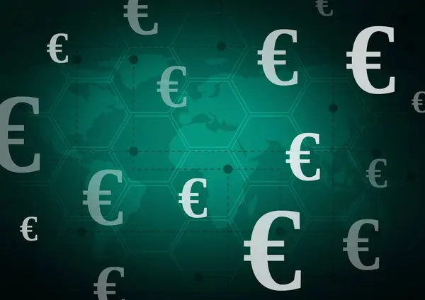 Карта Мира Иконками Валют Евро — стоковое фото