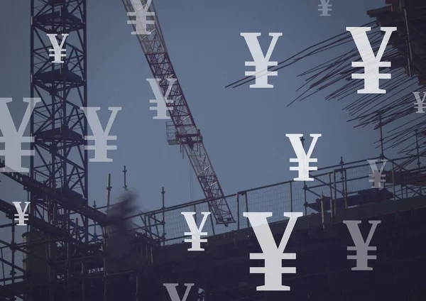 Baustelle Mit Yen Währungssymbolen — Stockfoto