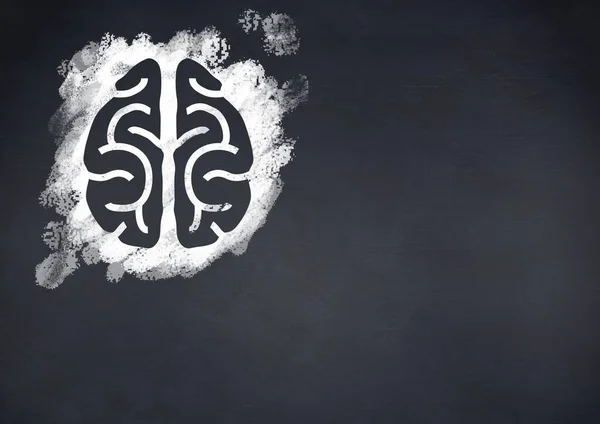 brain icon on blackboard