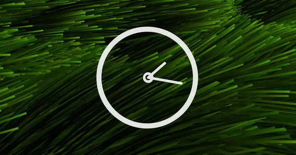 Clock Icon Green Color Lines Background — Stock Photo, Image