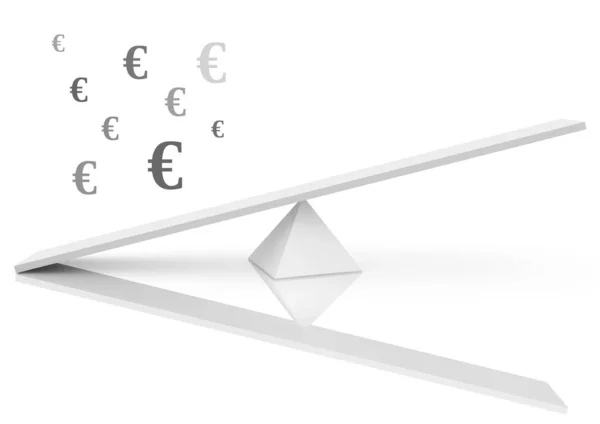 Avrupa Para Birimi Simgeleriyle Testere Dengesi — Stok fotoğraf
