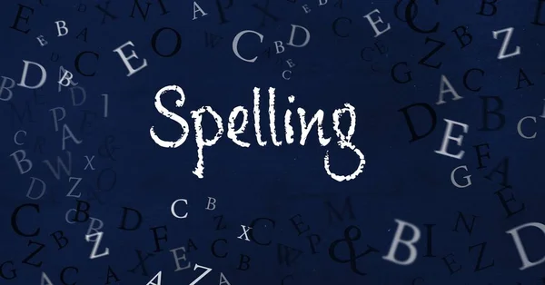 Spelling Text Surround Floating Letters Blackboard — Stock Photo, Image