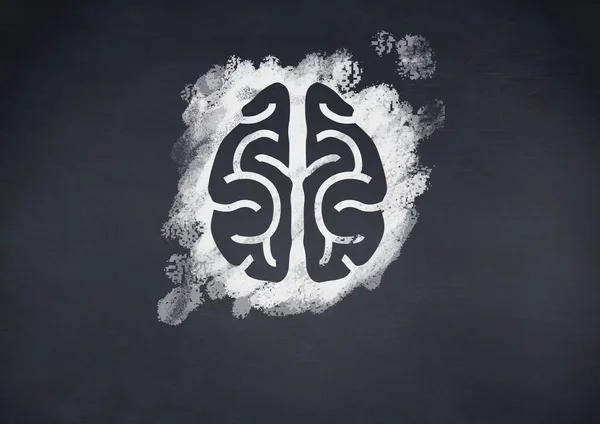 Brain icon on blackboard