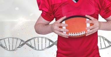 3 boyutlu DNA ipliği ile ragbi oynayan adam.