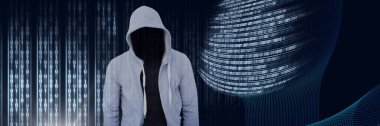 Bilgisayar kodu ikili arayüzü olan anonim hacker