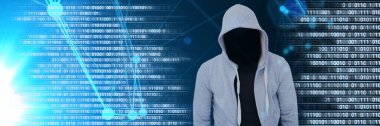 Bilgisayar kodu ikili arayüzü olan anonim hacker