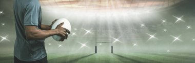 Rugby topu tutan sporcunun birleşik görüntüsü