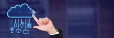 Bulut simgesi ve asılı bağlantı aygıtlarıyla el