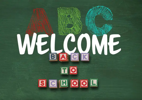 Welcome Back School Abc Text Blackboard — Stock Photo, Image