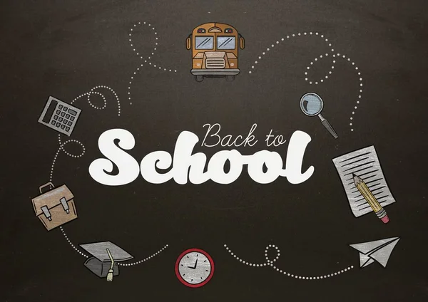 Back School Text School Graphics Blackboard — Stock Photo, Image