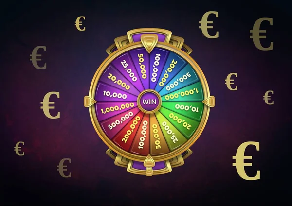 Casino Wiel Draaien Met Euro Valuta Pictogrammen — Stockfoto