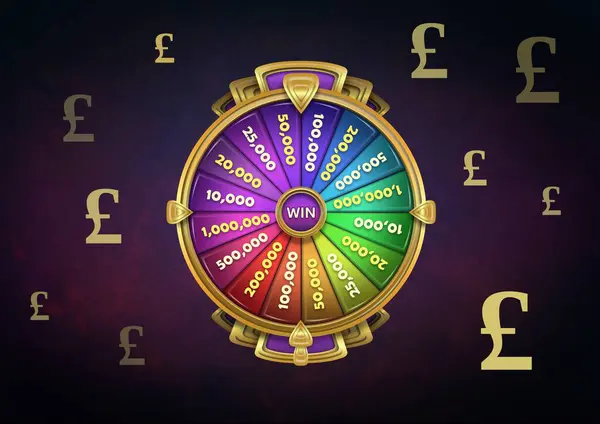 Casino wheel spin with Pound currency icons