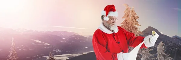 Babbo Natale Inverno Con Lista Dei Desideri — Foto Stock