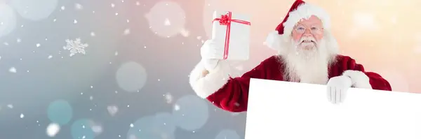 Santa Białe Karty Prezent — Zdjęcie stockowe