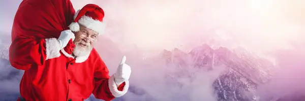 Santa Claus Invierno Con Saco —  Fotos de Stock