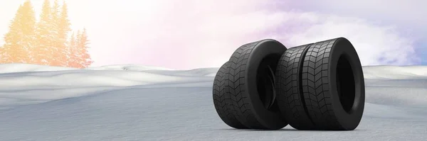 Tyres Winter Snow Landscape — Stock Photo, Image