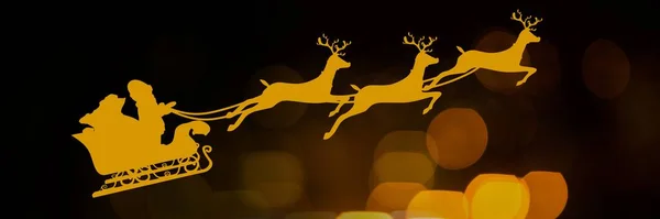 有圣诞老人雪橇和驯鹿的闪光灯 — 图库照片