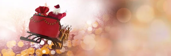 Noel Baba Nın Kızağı Ren Geyiğinin Parlak Işıkları — Stok fotoğraf