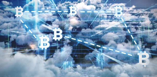 Composite Image Symbol Bitcoin Digital Cryptocurrency — Zdjęcie stockowe