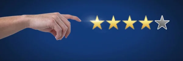 Hand Pointing Rating Review Stars — Stock Photo, Image