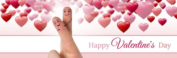 Les Doigts Saint Valentin Aiment Couple Joyeux Texte Saint Valentin — Photo