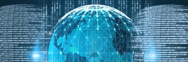 Code binary interface and world globe background