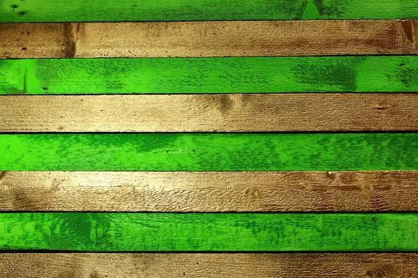 Bakgrund Med Gröna Och Gyllene Träskivor — Stockfoto